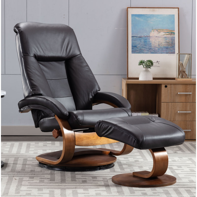 Corrigan Studio® Molino Leather Swivel Recliner with Ottoman Wayfair